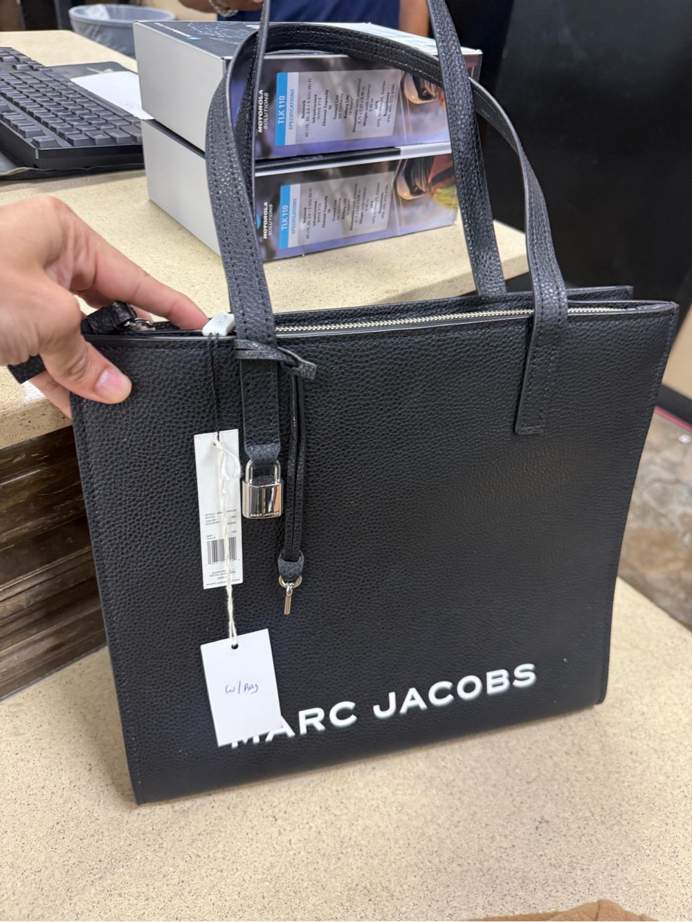 NWT NEW! Marc Jacobs Black Leather Tote Bag $500 MSRP